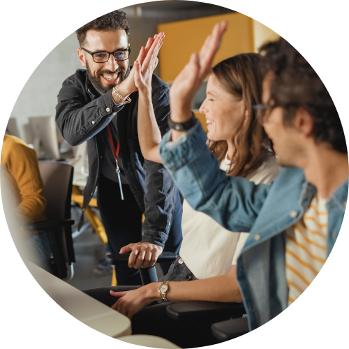 teaching high-fiving students